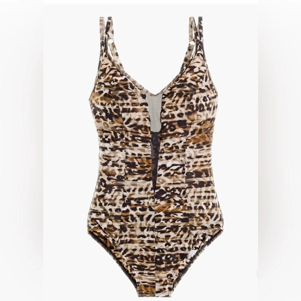 Miraclesuit Women's Swimsuit Size 10 Wildside Mesh Plunge Underwire One Piece H5